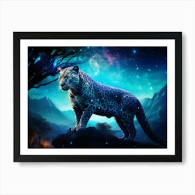 Leopard In The Night Sky 1 Art Print