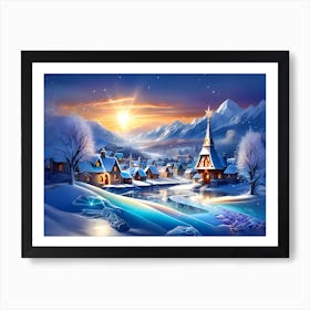 Christmas Winter Village 4 Art Print