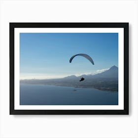 Paragliding over the blue Mediterranean Art Print