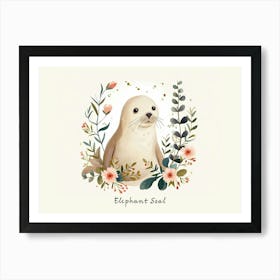 Little Floral Elephant Seal 4 Poster Art Print