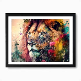 Lion Art Illustration In A Photomontage Style 05 1 Art Print