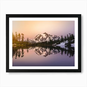 Sunrise At Mount Rainier Reflection Lake Art Print