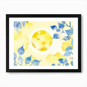 Yellow And Blue Watercolor Painting Art Print