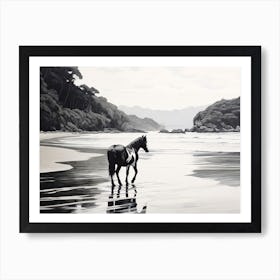 A Horse Oil Painting In Lopes Mendes Beach, Brazil, Landscape 2 Art Print