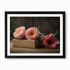 Gift Box With Flowers Art Print