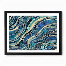 Gemstone Blue Teal Gold Art Print