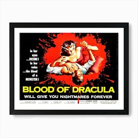 Sexy Horror Movie Poster, Blood Of Dracula Art Print
