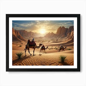 Camels In The Desert 3 Art Print