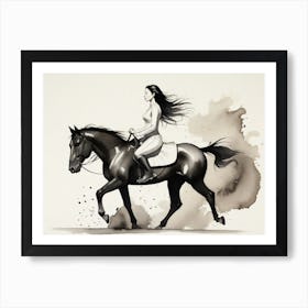 Woman Riding A Horse 4 Art Print