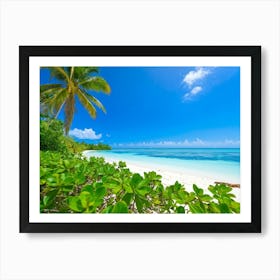 Relax Ocean Plant Idylli Holiday Coastline Beautiful Calm Shore Blue Paradise Sunlight N (16) Art Print