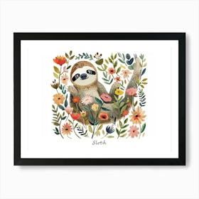 Little Floral Sloth 2 Poster Art Print