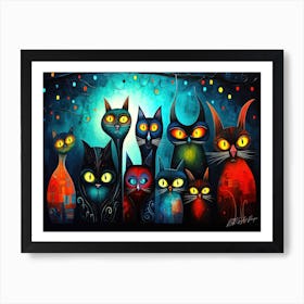Cats Being Weird Little Guys - Cats Nocturnal Art Print