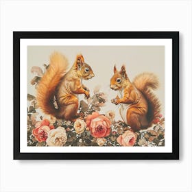 Floral Animal Illustration Squirrel 4 Art Print