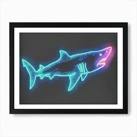 Green Scalloped Hammerhead Neon Shark 2 Art Print