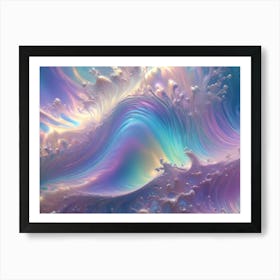 Abstract Image Of A Swirling, Iridescent, Cloud Like Pattern In Shades Of Purple, Blue, And Pink, With A Hint Of Gold Glitter Art Print