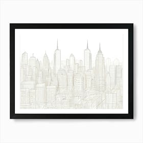 Abstract Image Of A City Skyline With Tall Buildings And A Foggy Landscape, Creating A Sense Of Mystery And Grandeur Art Print