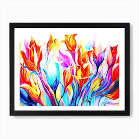 Tulip Swirl - Colorful Flowers Art Print