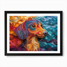 Dachshund Paper Quilling Dog Portrait Art Print