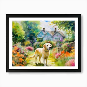 Labrador Dog In The Garden Art Print