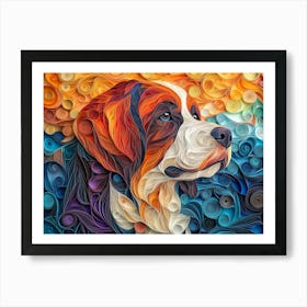 Saint Bernard Paper Quilling Dog Portrait Art Print