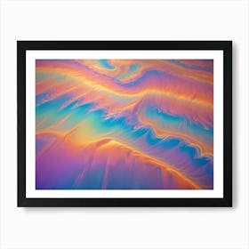 A Close Up Shot Of Swirling, Abstract Patterns In Shades Of Orange, Blue, Pink, And Purple Art Print