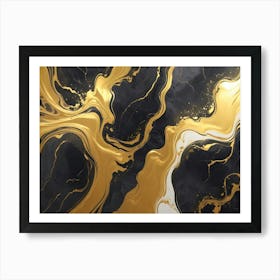 Gold And Black Marble Painting Art Print