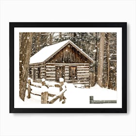 Winter Log Cabin Art Print