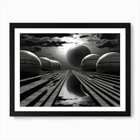 Parallel Universes Abstract Black And White 6 Art Print