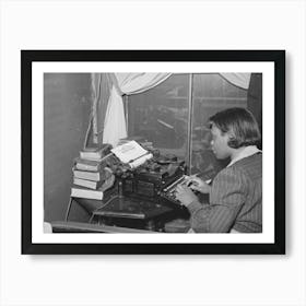 Wife Of A Railroad Worker Typing A Letter, Chicago, Illinois By Russell Lee Art Print