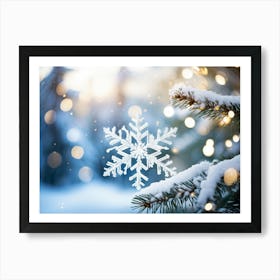 Abstract Decoration Of A Snowflake Structure Dominated By A Sparkling Excessively Blinding Whitenes Art Print