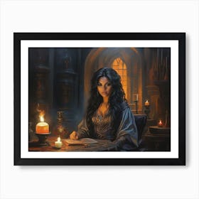 Witch At The Table Art Print