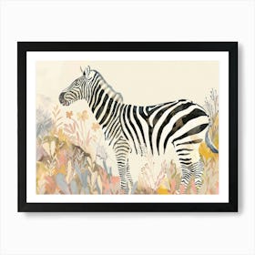 Zebras Tropical Jungle Illustration 4 Art Print