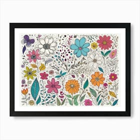 Flowers On A White Background 1 Art Print