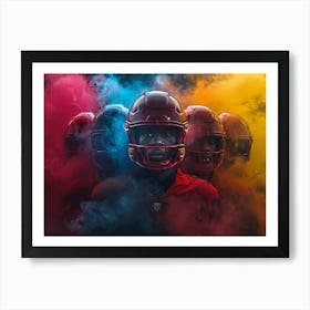 Football Players In Smoke Art Print