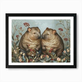 Floral Animal Illustration Wombat 3 Art Print