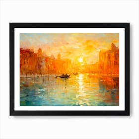 Emerald Orange Cityscape Art Print