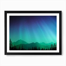 Aurora neon landscape #6 Art Print