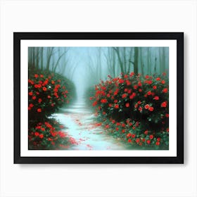 Path Of Red Roses Art Print