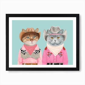 Cowgirl Cats Art Print