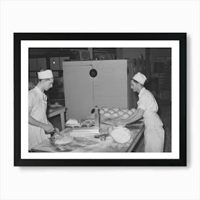 Cutting, Weighing And Shaping Dough Into Loaves, Bakery, San Angelo, Texas By Russell Lee Art Print