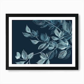 Blue Leaves 23 Art Print