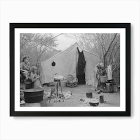 Tent Home Of White Migrant From Arizona, Near Harlingen, Texas By Russell Lee Art Print