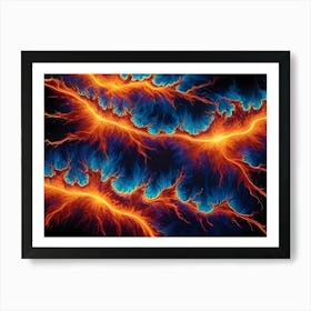 Abstract Background Featuring A Swirling, Dynamic Design In Shades Of Orange, Blue, And White Art Print