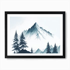 Mountain And Forest In Minimalist Watercolor Horizontal Composition 99 Art Print