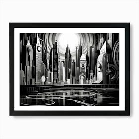 Metropolis Abstract Black And White 5 Art Print