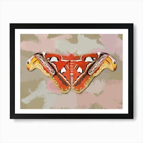 Mechanical Butterfly The Atlas Moth Techno Attacus Atlas On A Pink And Beige Background Art Print