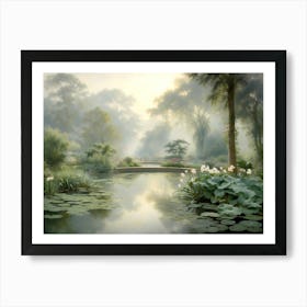 Misty Morning At The Botanical Garden 1 Art Print