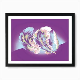 Feathers On Purple Background Art Print