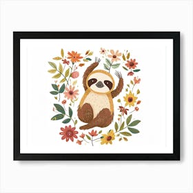 Little Floral Sloth 3 Art Print