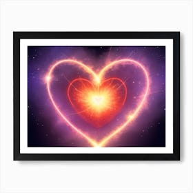 A Colorful Glowing Heart On A Dark Background Horizontal Composition 43 Art Print